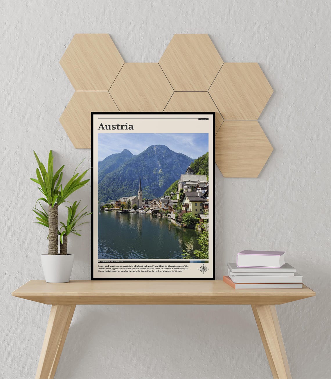 Austria Alpine Lakeside Village Mountain Lake Photography Poster - Image 3