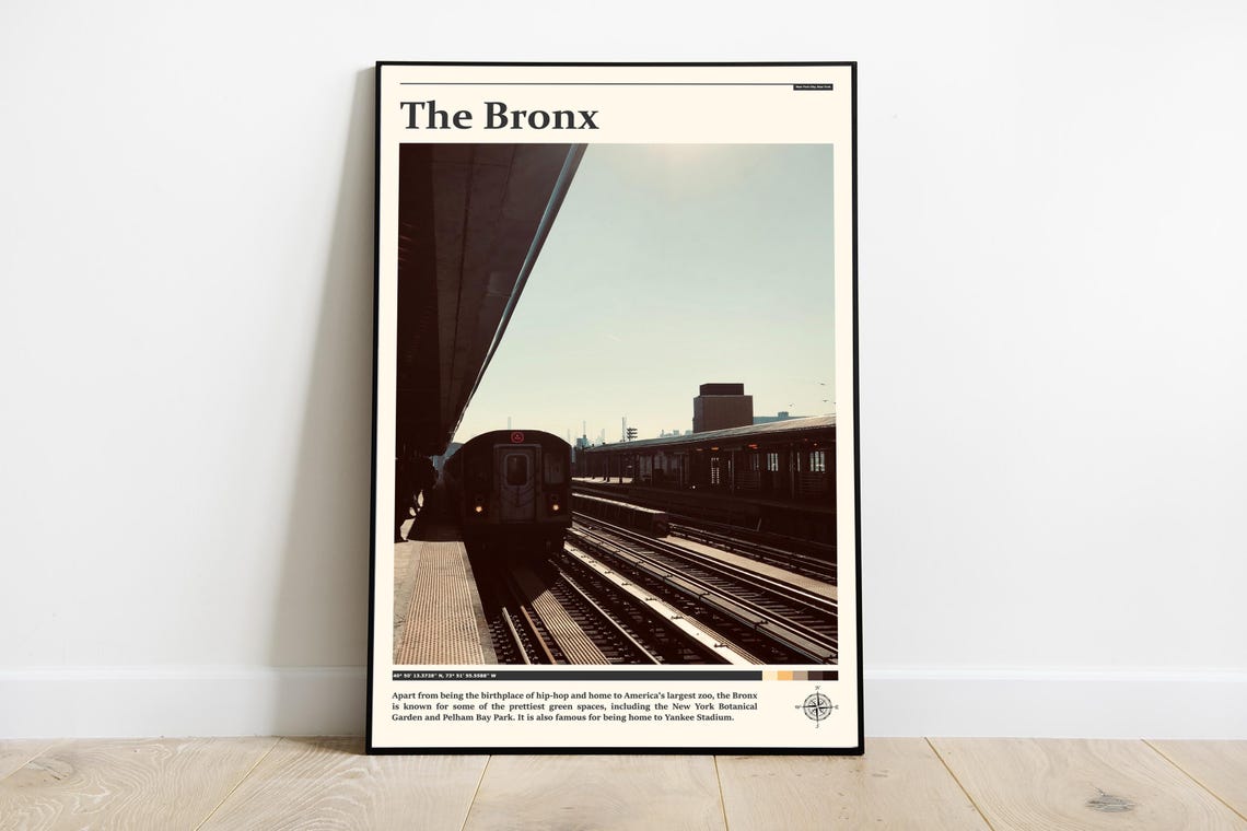 The Bronx Subway Train Elevated Platform Transit Photo Poster