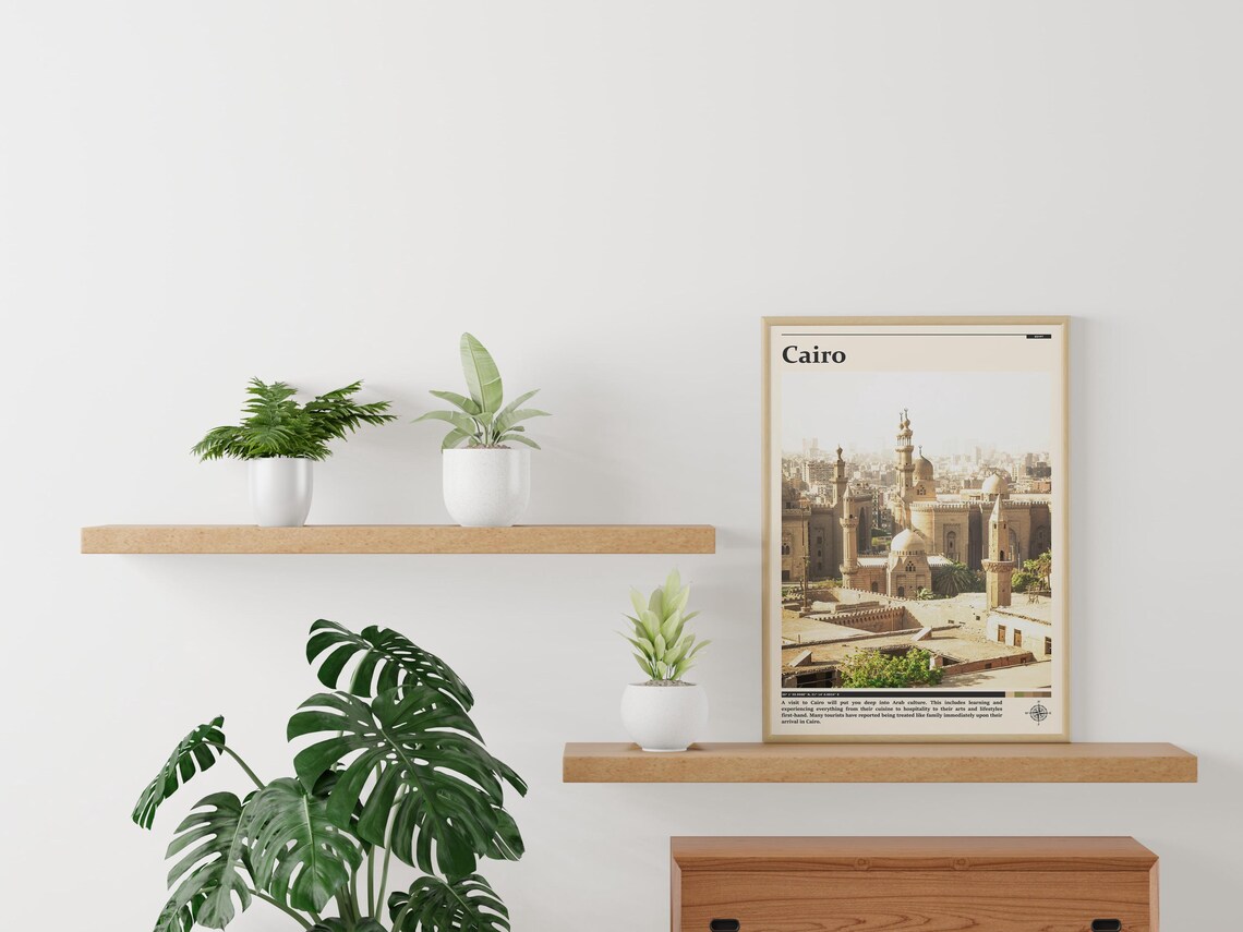 Cairo Egypt Islamic Mosques Minarets Old City Skyline Travel Poster - Image 2