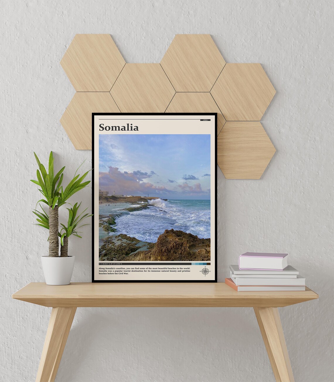 Somalia Africa Rugged Coastline Ocean Waves Beach Travel Poster - Image 3