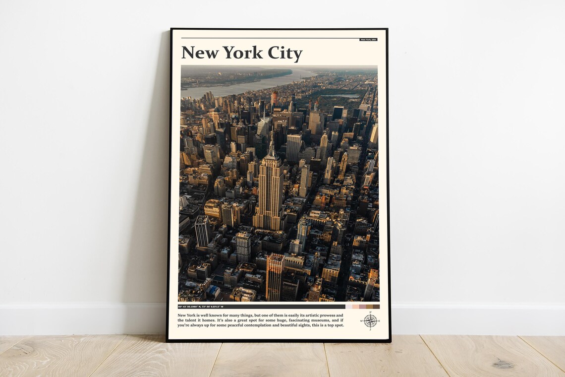New York City Manhattan Aerial Skyline Empire State Building Poster