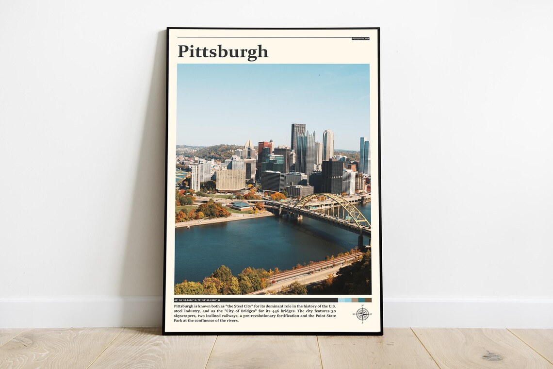 Pittsburgh Downtown Aerial Bridges River City Steel City View Poster