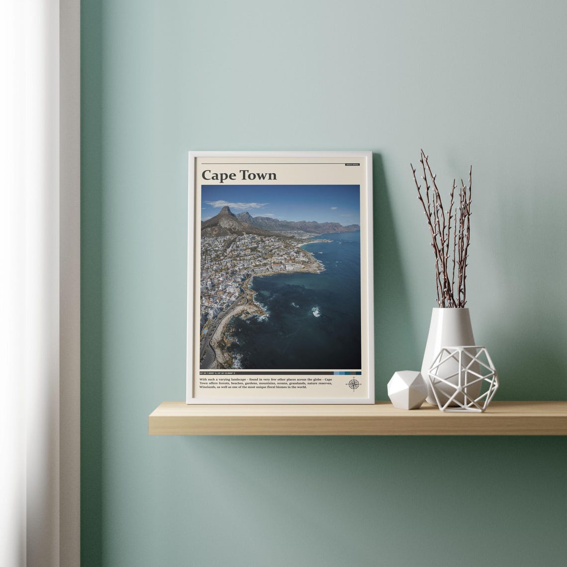 Cape Town Aerial Coastline Table Mountain South Africa Travel Poster - Image 2