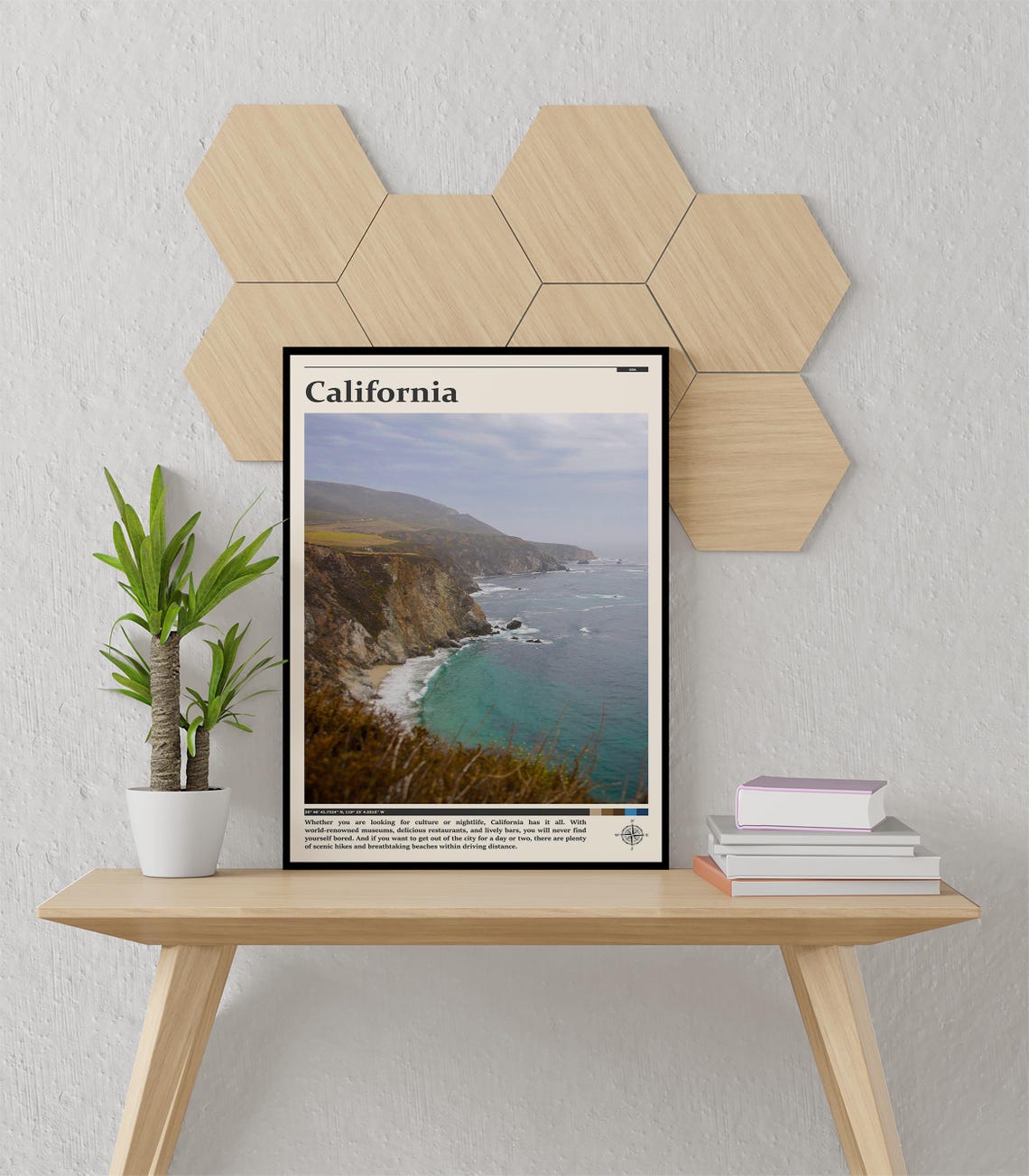 California Big Sur Cliffs Turquoise Coastline Scenic Travel Poster - Image 3
