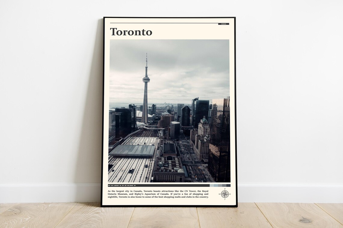 Toronto Canada CN Tower Skyline Aerial Cityscape Photography Poster