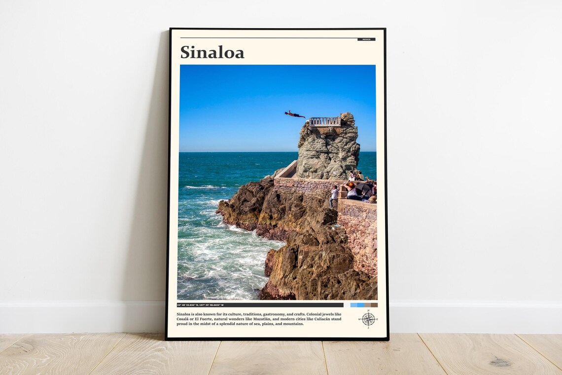 Sinaloa Mexico Mazatlan Cliff Diver Rocky Coast Travel Poster