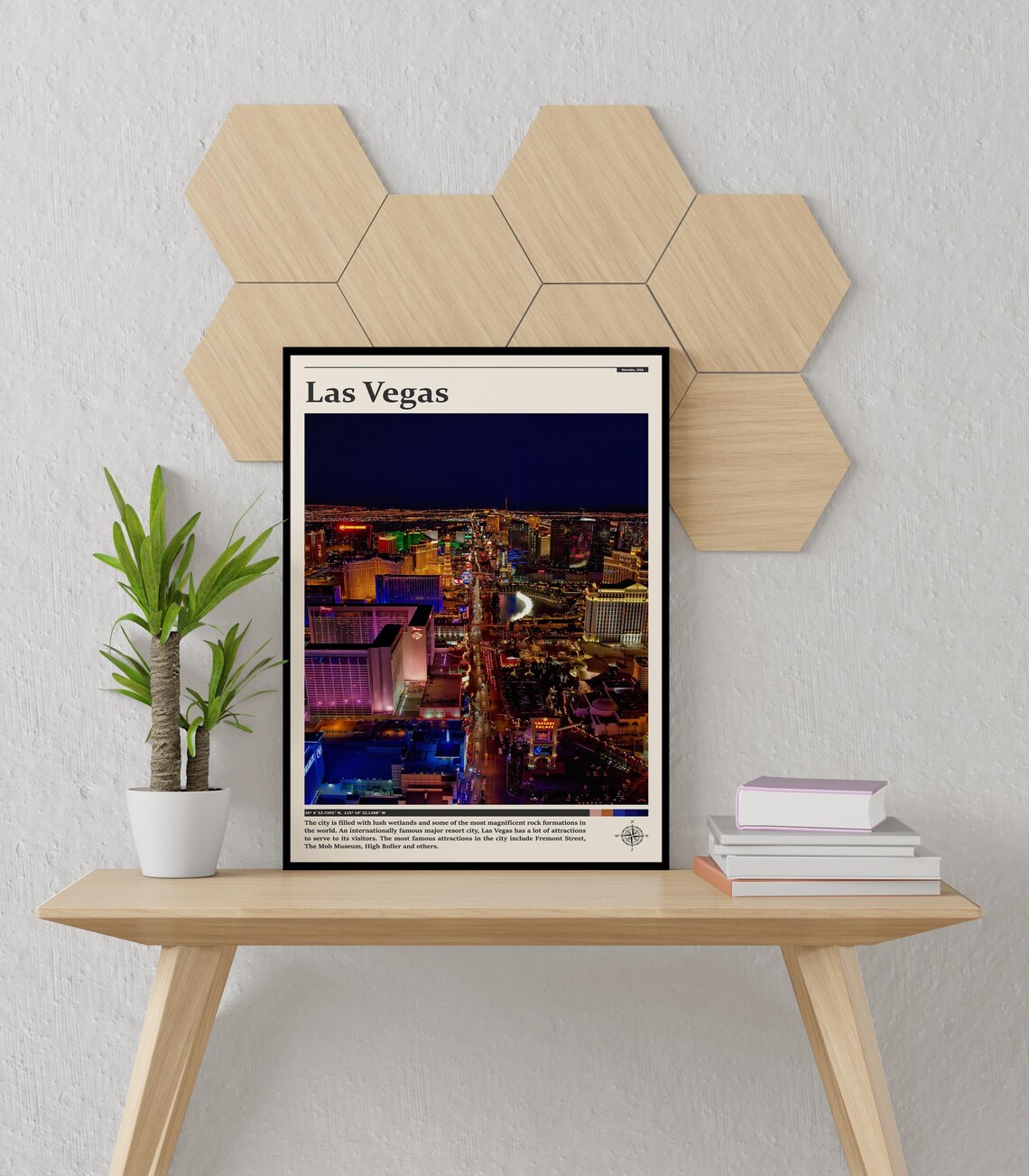 Las Vegas Strip Aerial Night View Neon City Lights Nevada Poster - Image 3