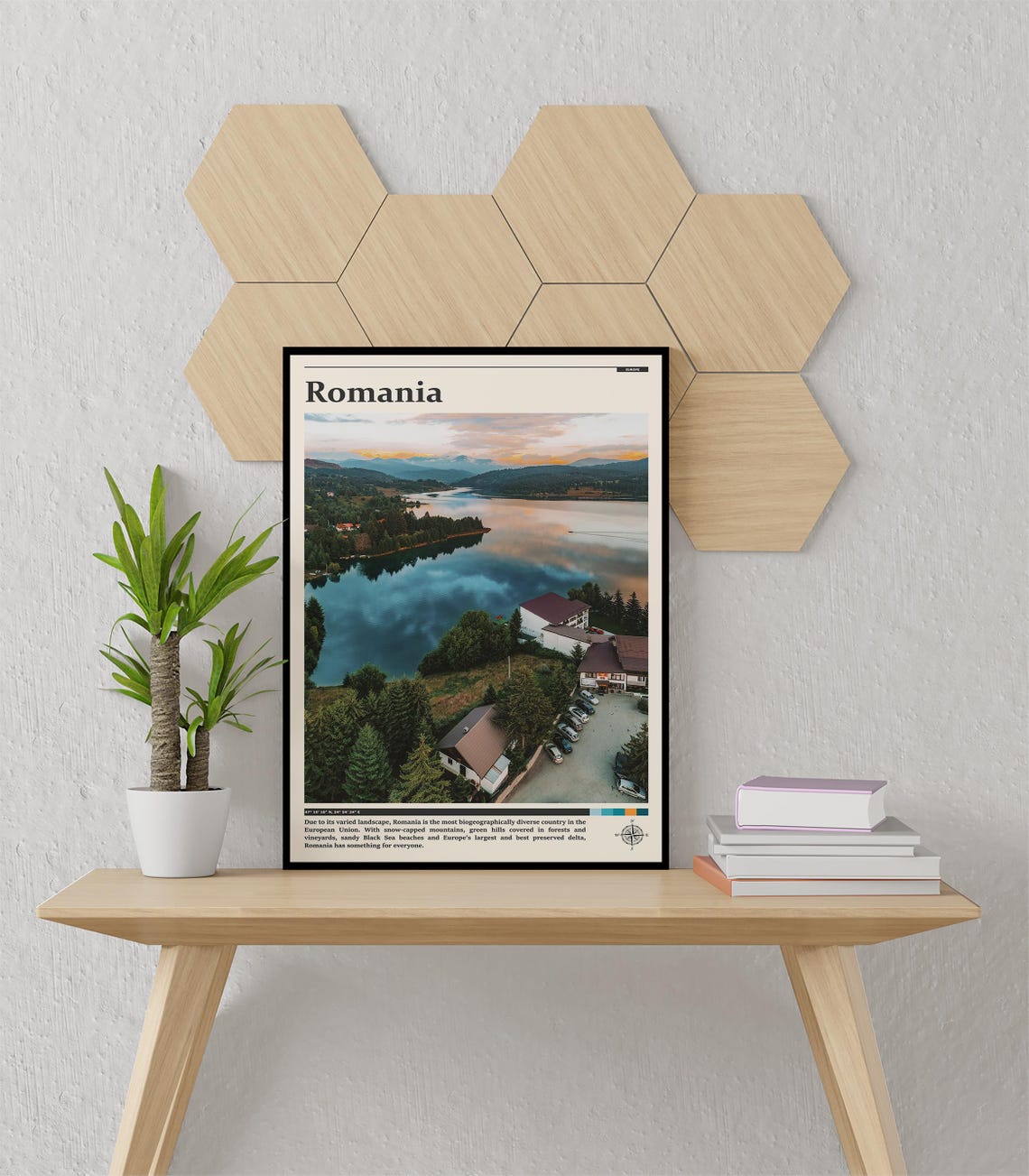Romania Carpathian Mountain Lake Sunset Aerial Photography Poster - Image 3