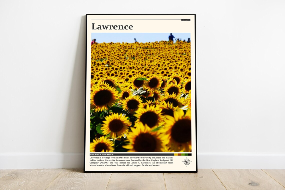 Lawrence Sunflower Field Blooming Yellow Flowers Kansas Farm Poster