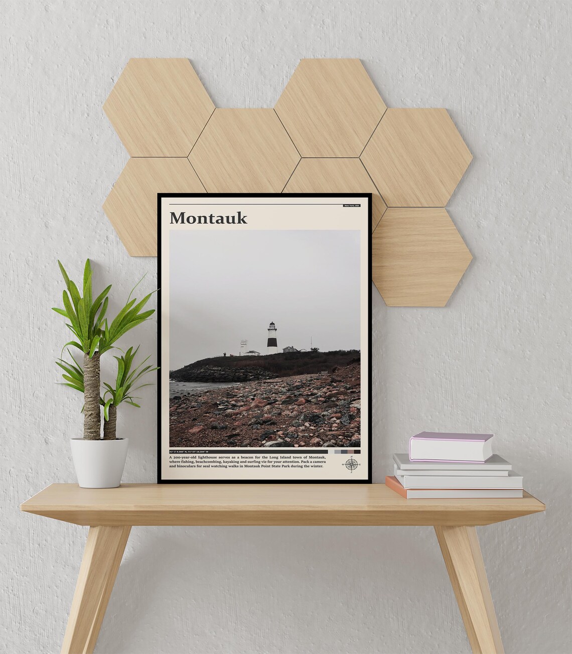 Montauk Lighthouse Rocky Coast New York Seascape Travel Poster - Image 3