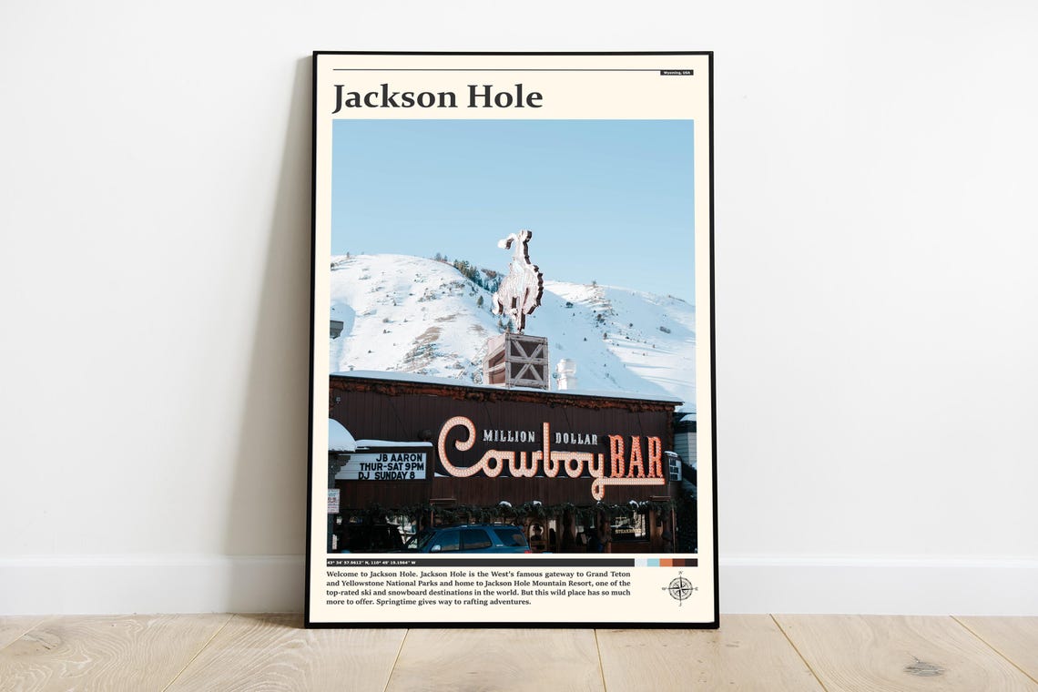 Jackson Hole Million Dollar Cowboy Bar Neon Sign Wyoming Poster
