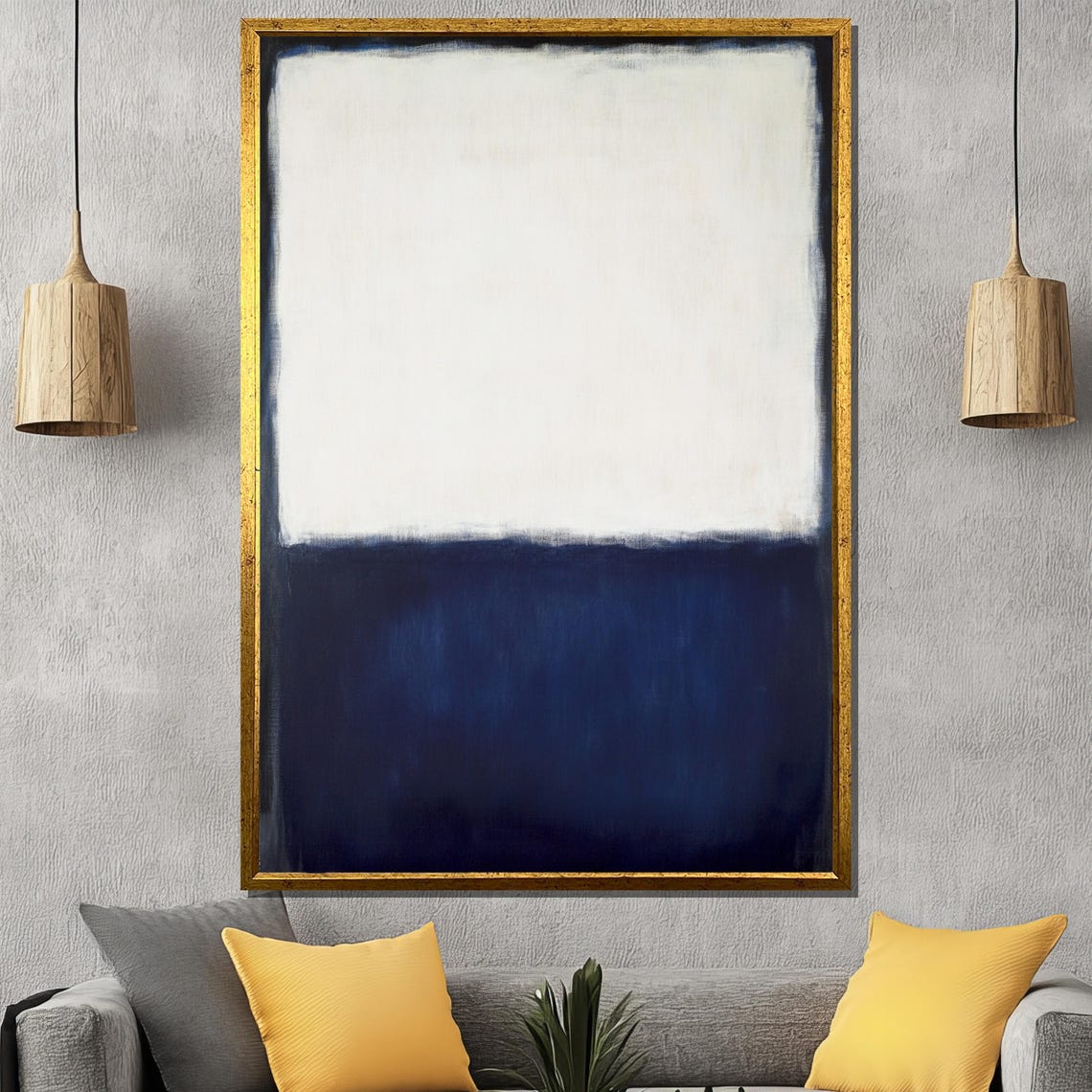 Mark Rothko Painting White And Navy Abstract Wall Art Bold Minimalist Artwork Large Gift For Home Decor