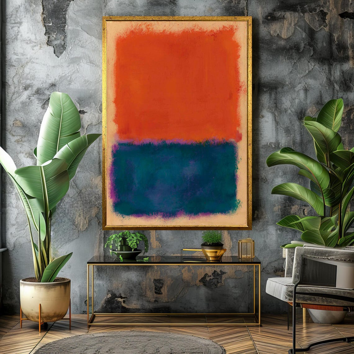Bold Orange And Deep Blue Abstract Painting By Mark Rothko Vibrant Modern Art For Contemporary Spaces Gift Idea - Image 4