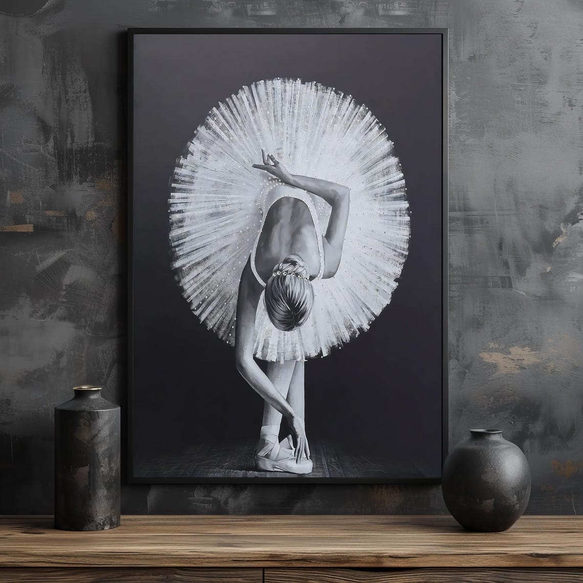 Black And White Ballerina Bowing Graceful Ballet Dance Wall Poster - Image 2