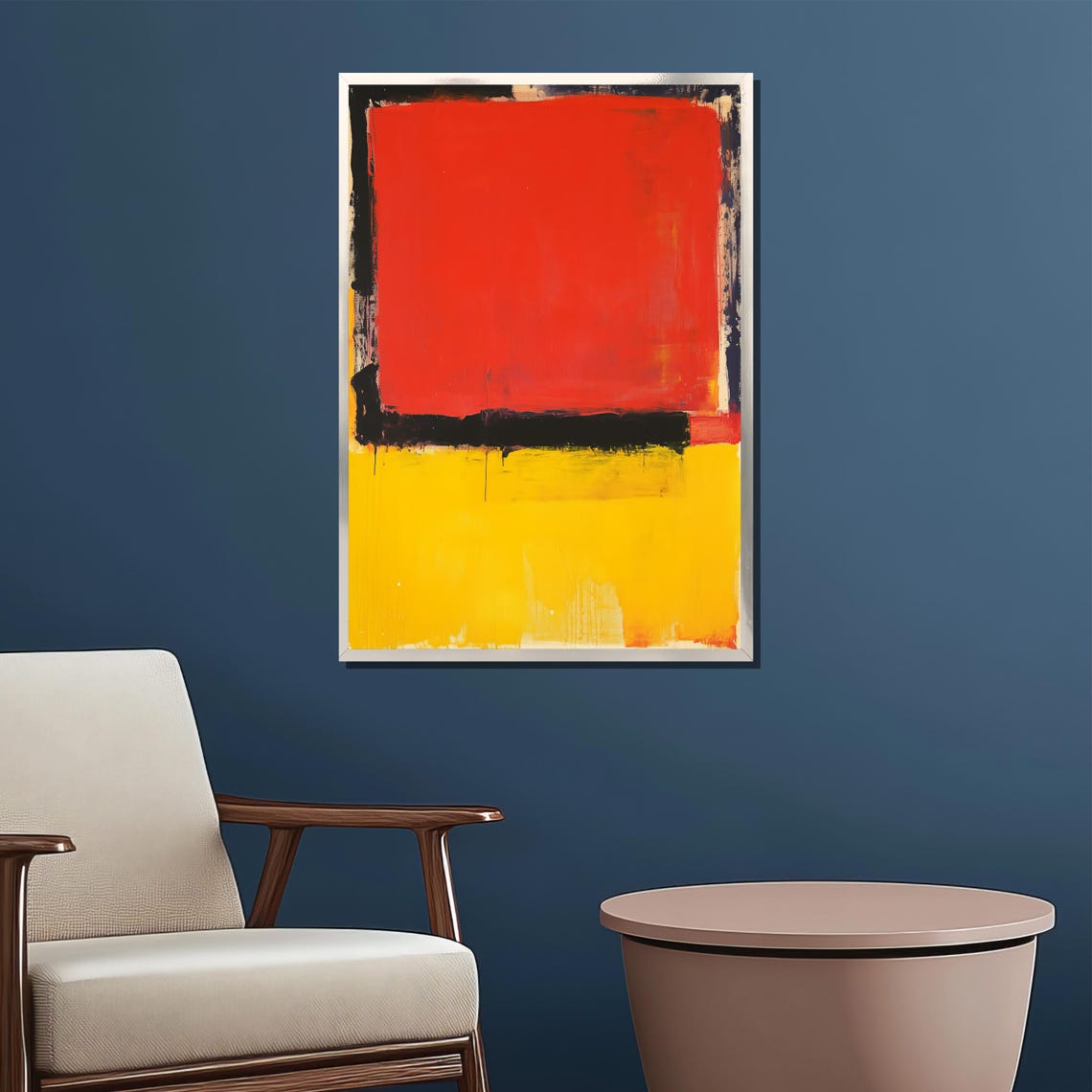 Red and Yellow Color Field Abstract Block Painting Style Poster - Image 2