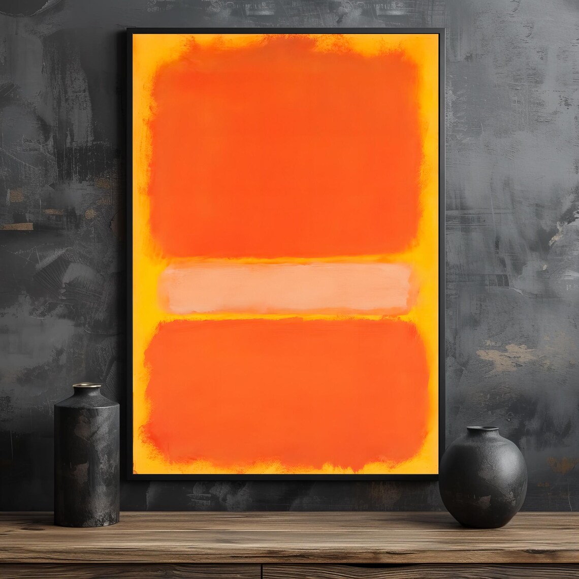 Vibrant Mark Rothko Painting In Fiery Orange And Soft Peach Bold Abstract Art Gift For Modern Spaces - Image 2