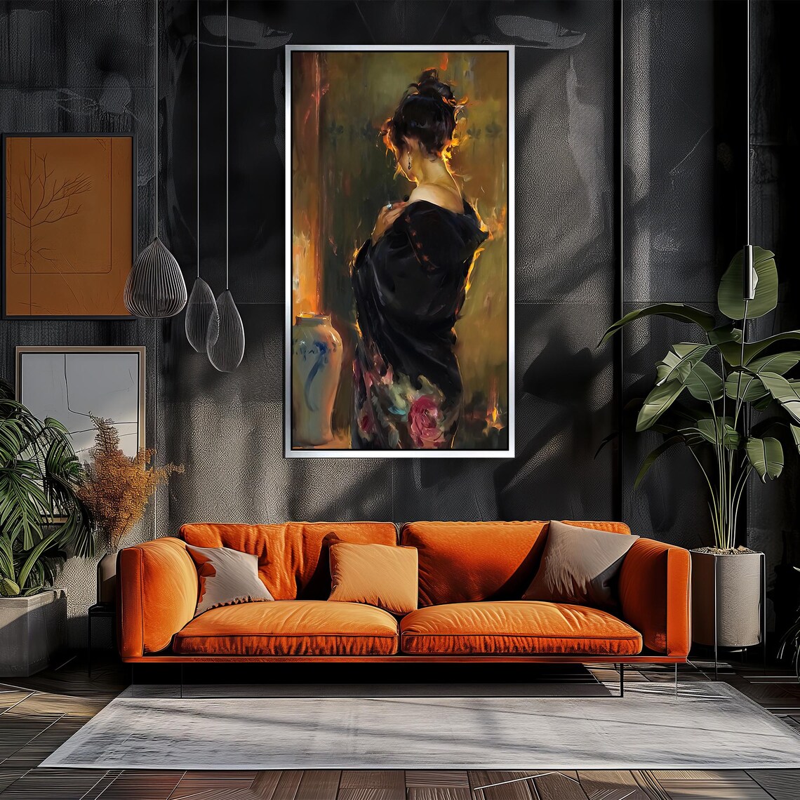 Elegant Woman In A Dark Robe Bathed In Gentle Golden Light Poster - Image 3