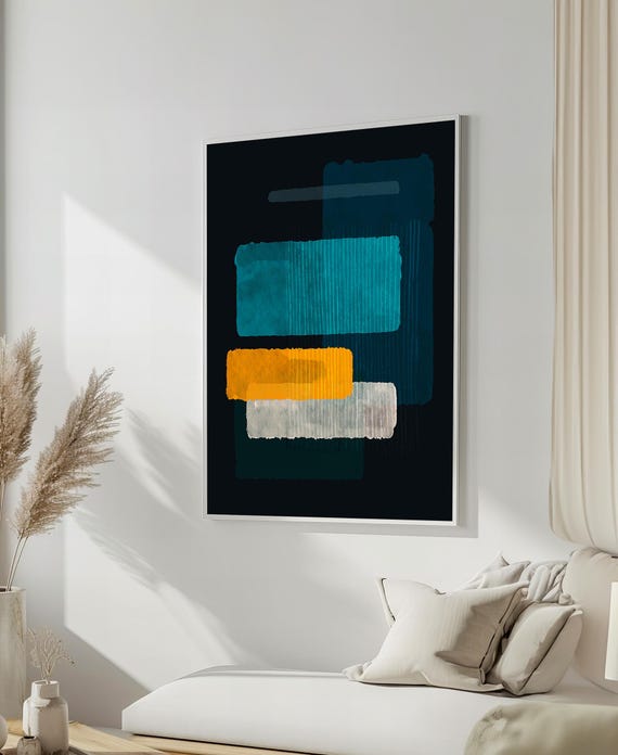 Bold Teal And Orange Abstract Painting By Mark Rothko Vibrant Modern Art For Contemporary Home Decor Gift Idea
