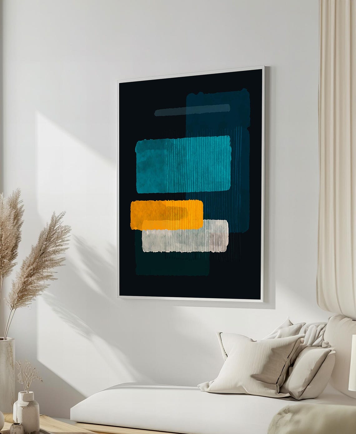 Mark Rothko Style Teal And Orange Geometric Abstract Art Poster