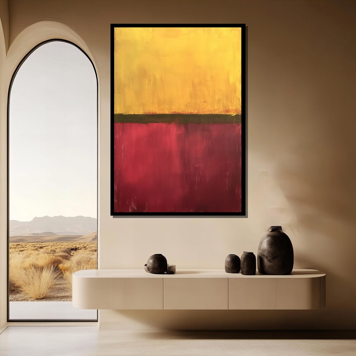 Rothko Style Golden Yellow Red Bands Color Field Abstract Art Poster - Image 3