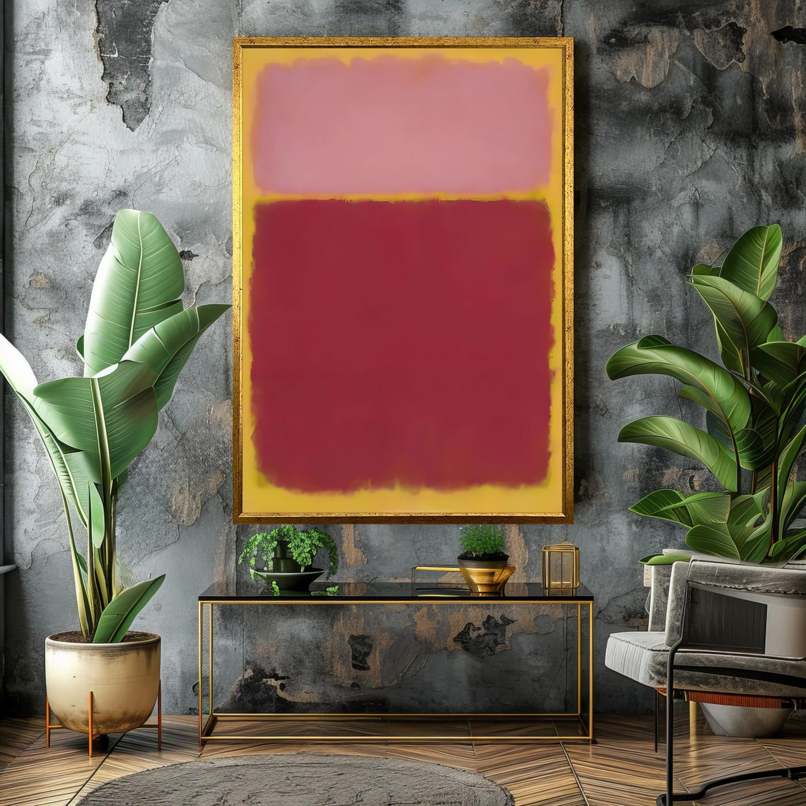 Mark Rothko Style Soft Pink And Deep Red Abstract Art Poster - Image 4