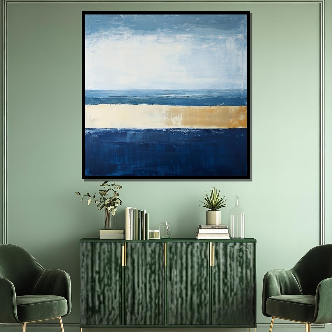 Rothko Style Blue Cream Horizon Soft Seascape Abstract Art Poster - Image 3