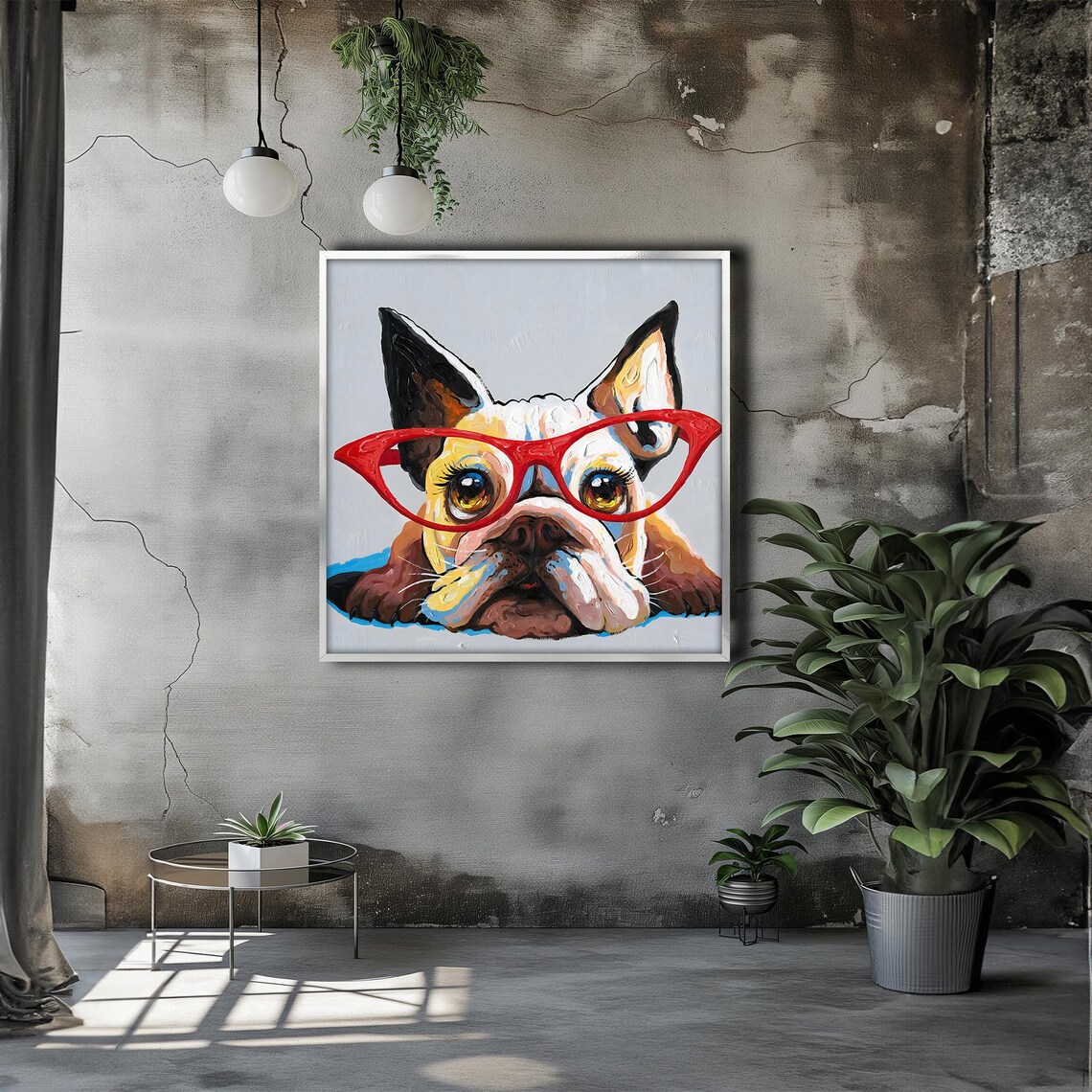 Funny Bulldog Puppy Wearing Red Glasses Cute Pet Humor Poster - Image 3