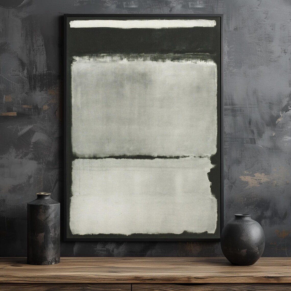 Monochrome Color Field Abstract Blocks Minimalist Modern Poster - Image 2
