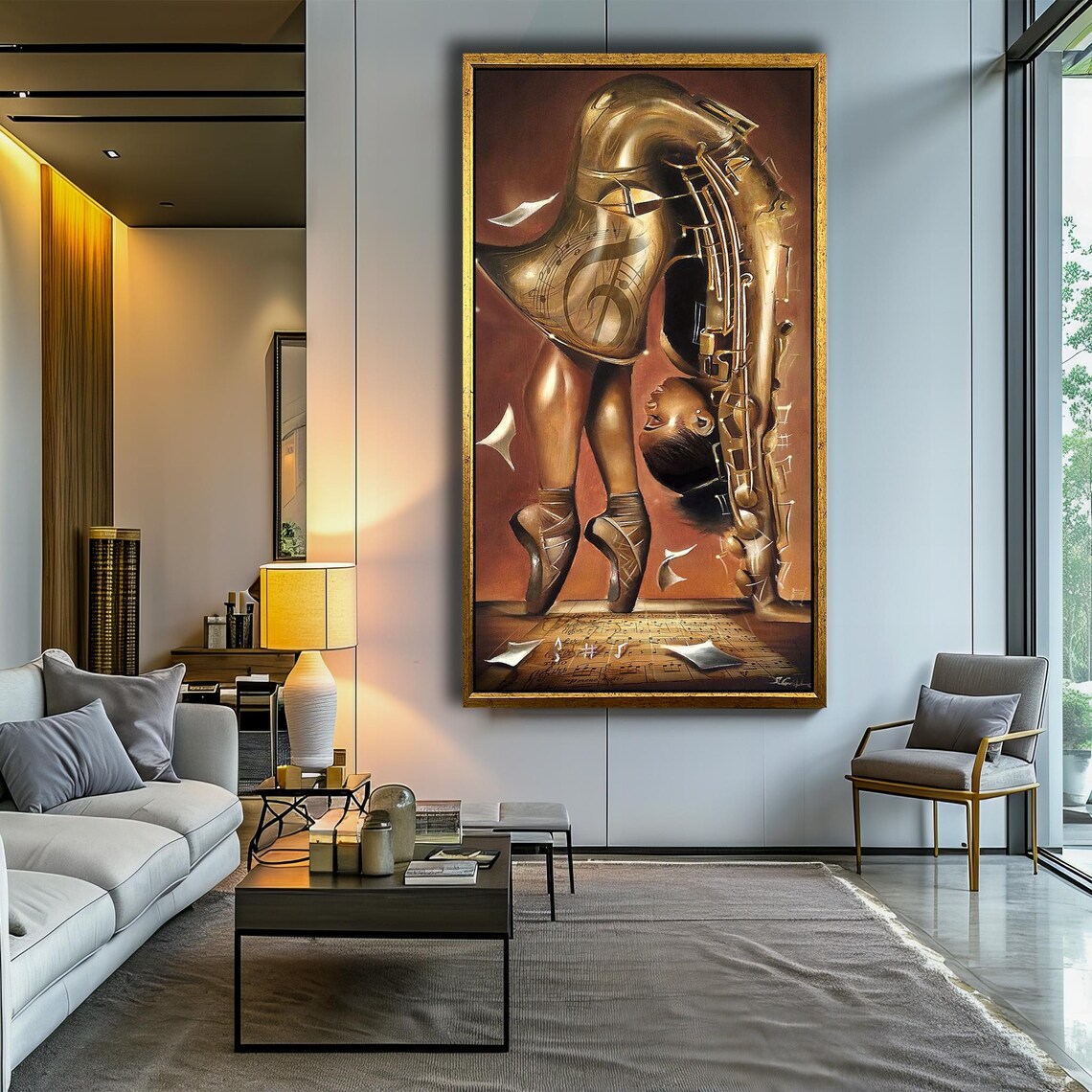 Surreal Ballerina Merged With A Golden Saxophone In Dreamlike Art Poster - Image 4