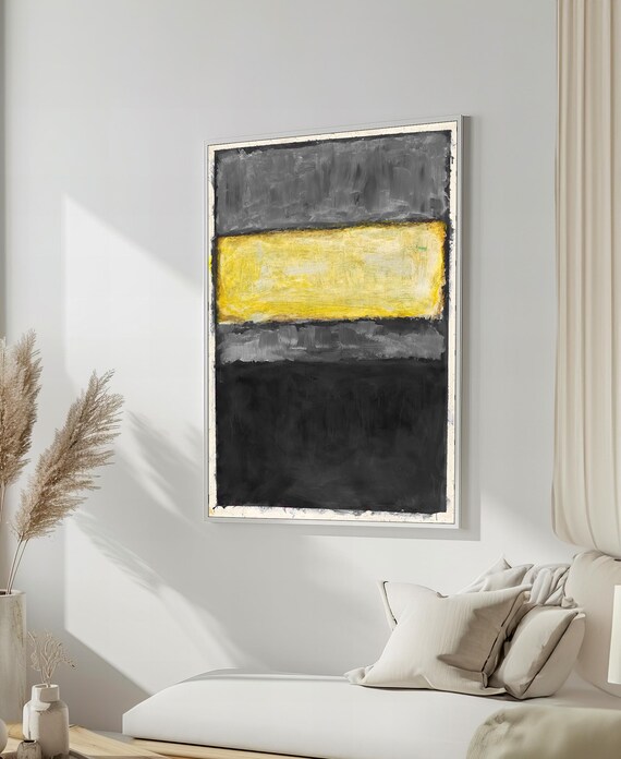 Mark Rothko Painting Textured Gray Yellow And Black Abstract Art Modern Gift For Art Enthusiasts