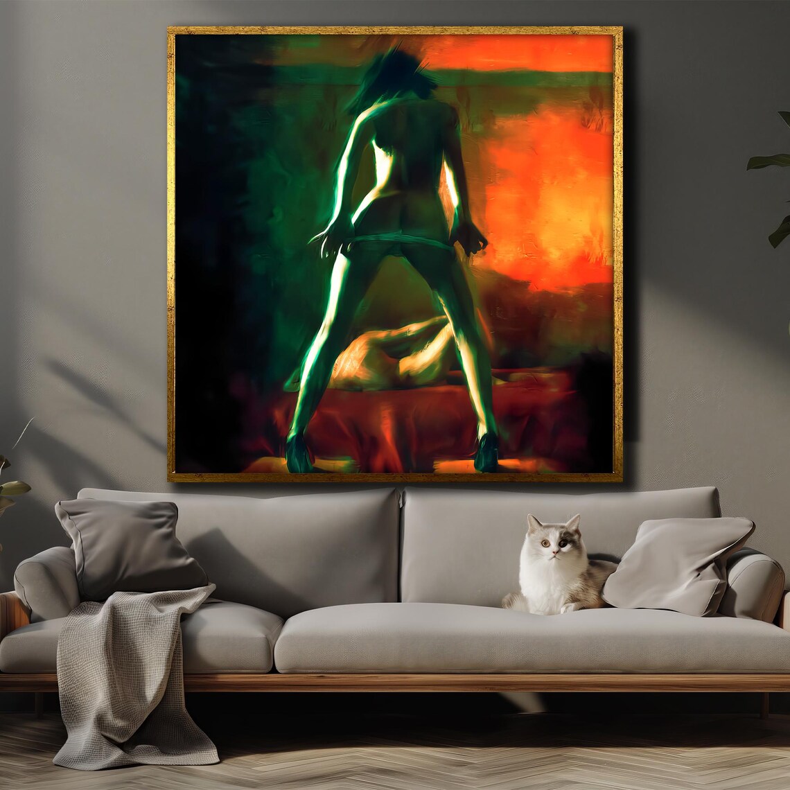 Sensual Woman Silhouette in Fiery Colors Intense Dance Art Poster - Image 4