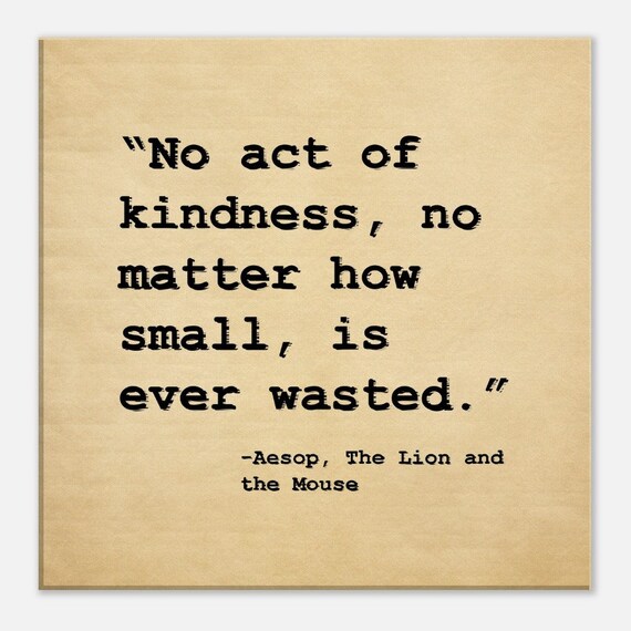 Aesop No Act of Kindness Ever Wasted Kraft Typewriter Quote Poster