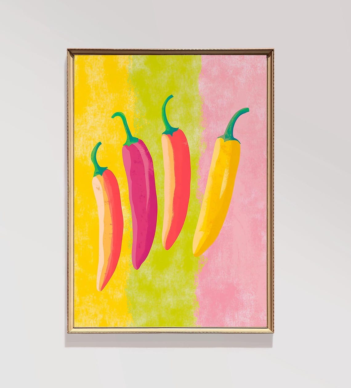 Funky Colorful Jalapeno Peppers Modern Pop Art Kitchen Wall Poster