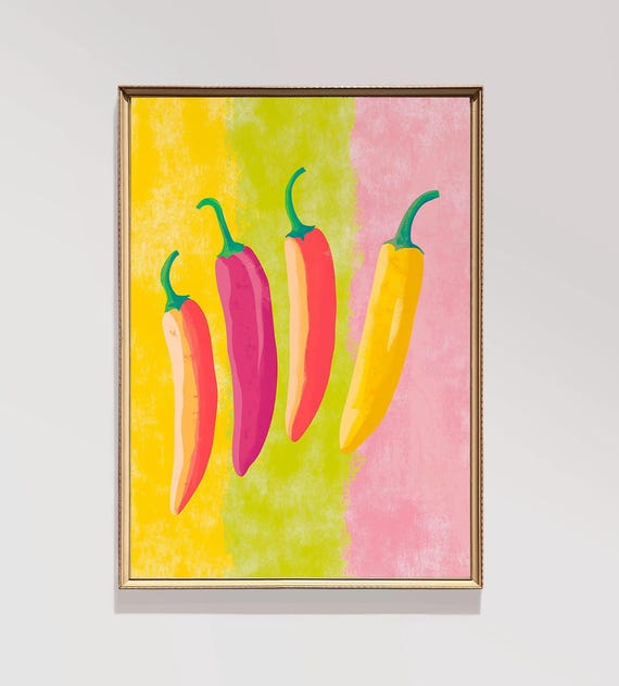 Funky Jalapeno Print Boho Kitchen Wall Decor Art Modern Fun Instant E533