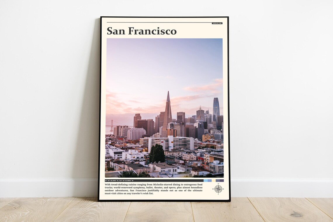 San Francisco Skyline Transamerica Pyramid Dusk Photography Poster