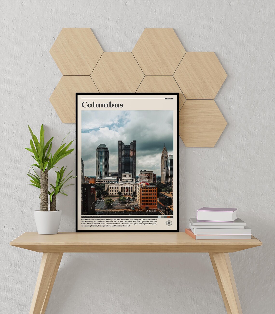 Columbus Ohio Downtown Skyline with Statehouse Cloudy Day Poster - Image 3