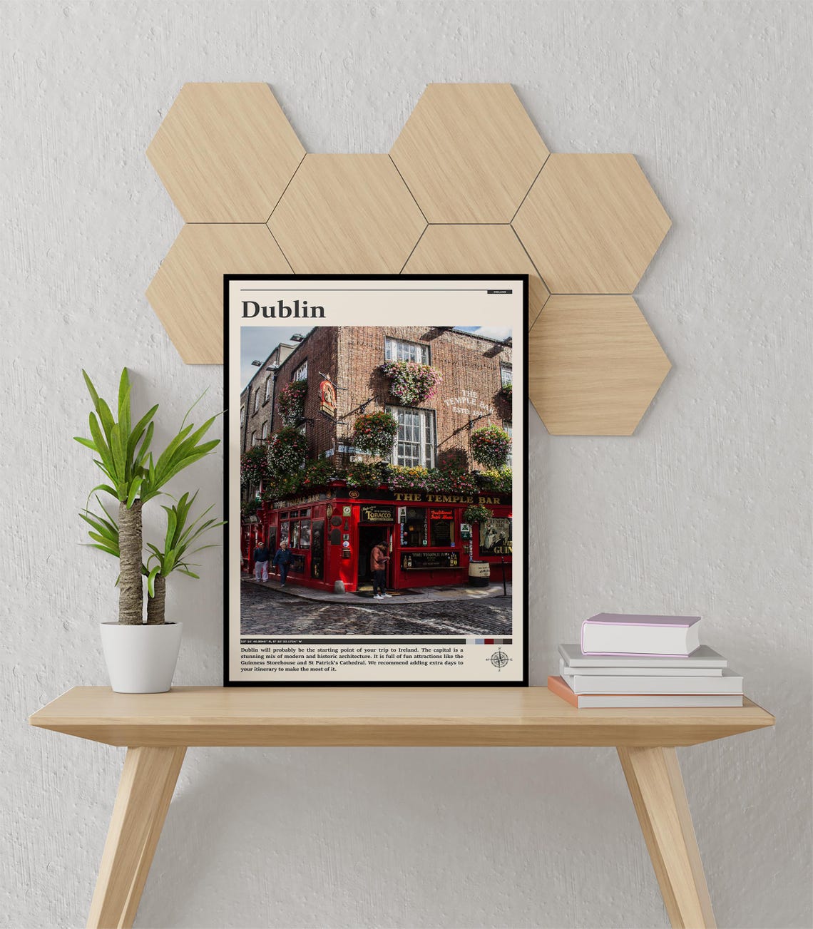 Dublin The Temple Bar Pub Red Facade Cobblestone Street Poster - Image 3