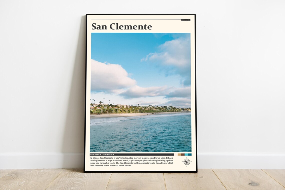 San Clemente California Palm Beach Quiet Shore Photography Poster