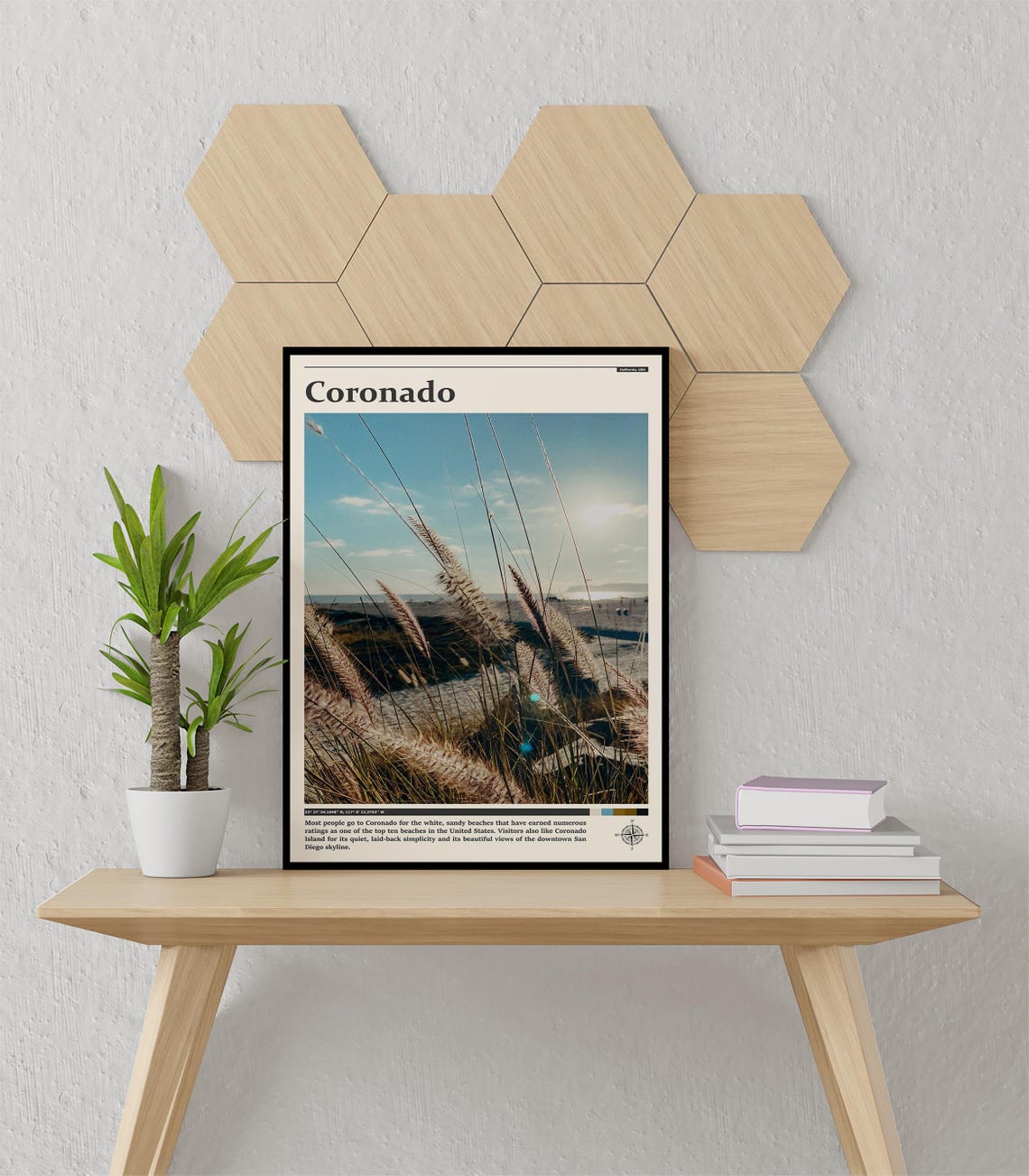 Coronado California Beach Grass Dunes Sunlit Ocean View Poster - Image 3