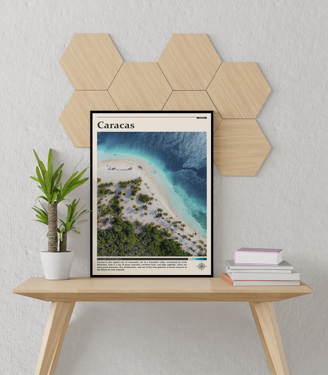 Caracas Venezuela Tropical Island Beach Aerial Palm Trees Poster - Image 3