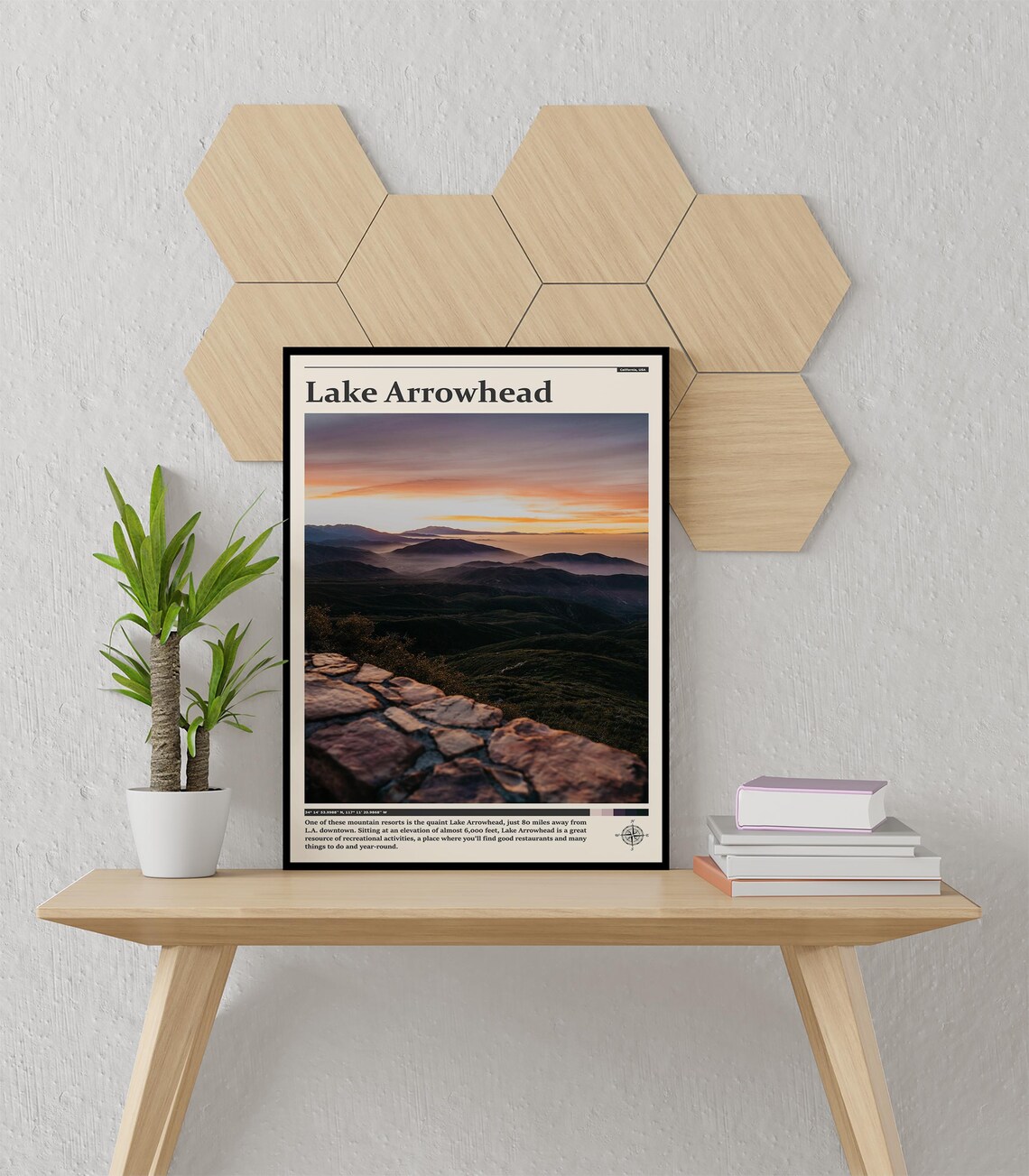 Lake Arrowhead Mountain Sunset Ridge California Travel Poster - Image 3