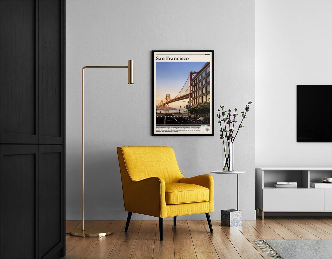 San Francisco Bay Bridge Street View Golden Hour Photography Poster - Image 2