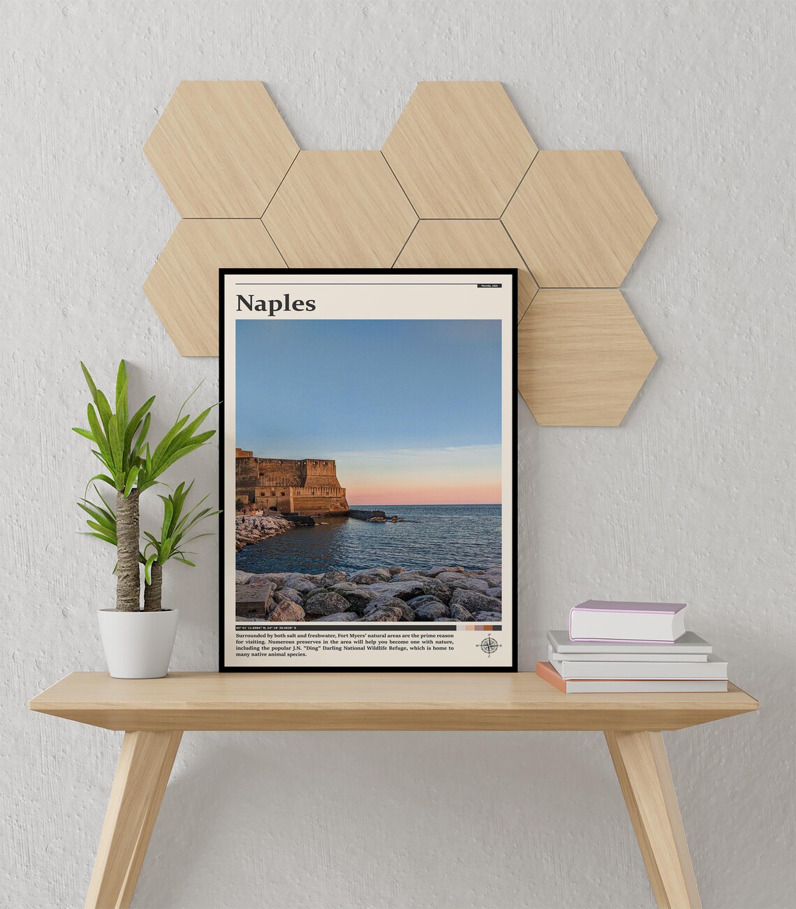 Naples Italy Castel dell'Ovo Seaside Fortress Sunset Travel Poster - Image 3