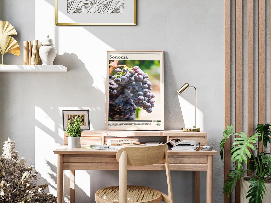 Sonoma California Wine Country Red Grapes Vineyard Photography Poster - Image 4