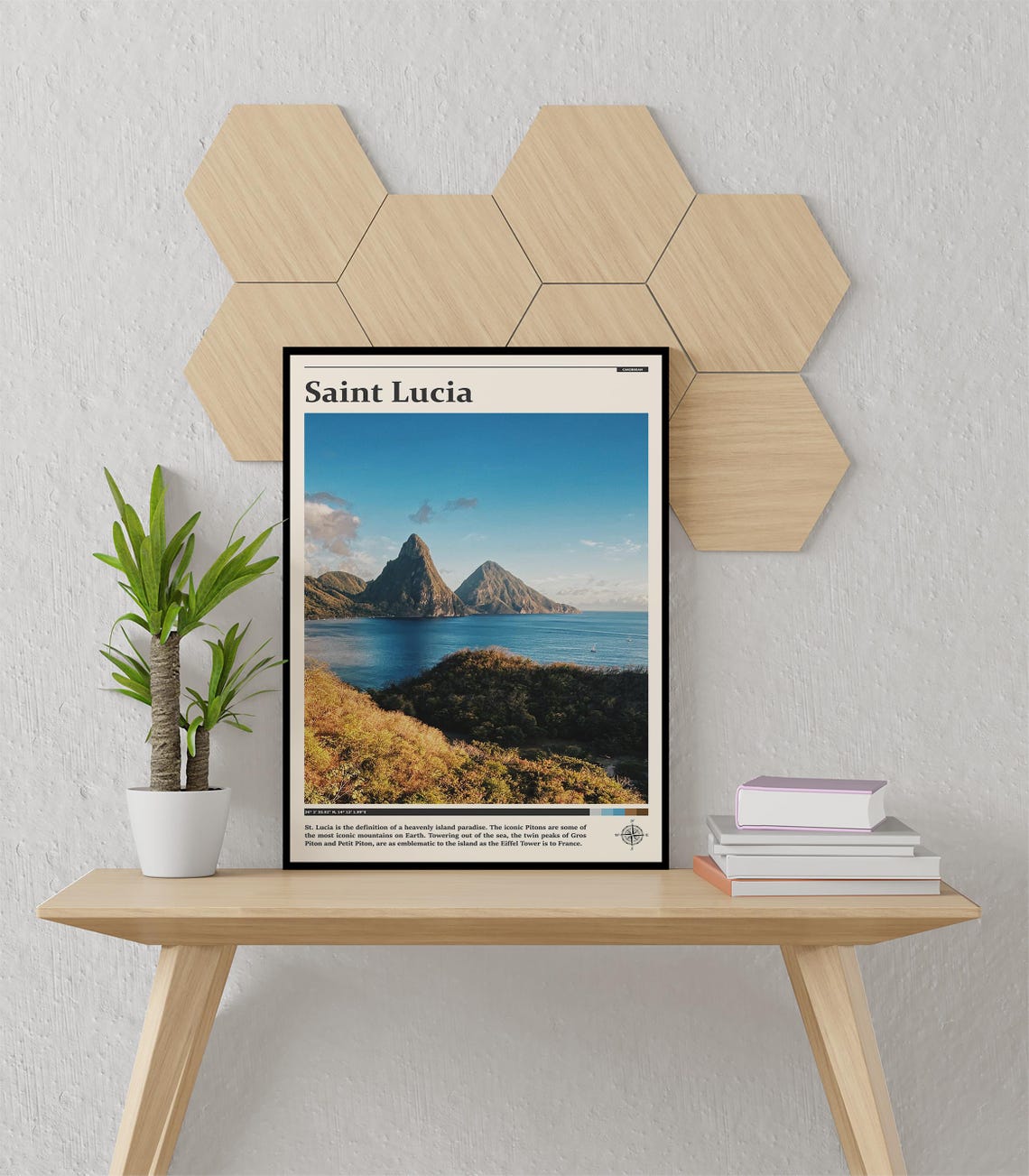 Saint Lucia Pitons Twin Peaks Ocean View Caribbean Photography Poster - Image 3
