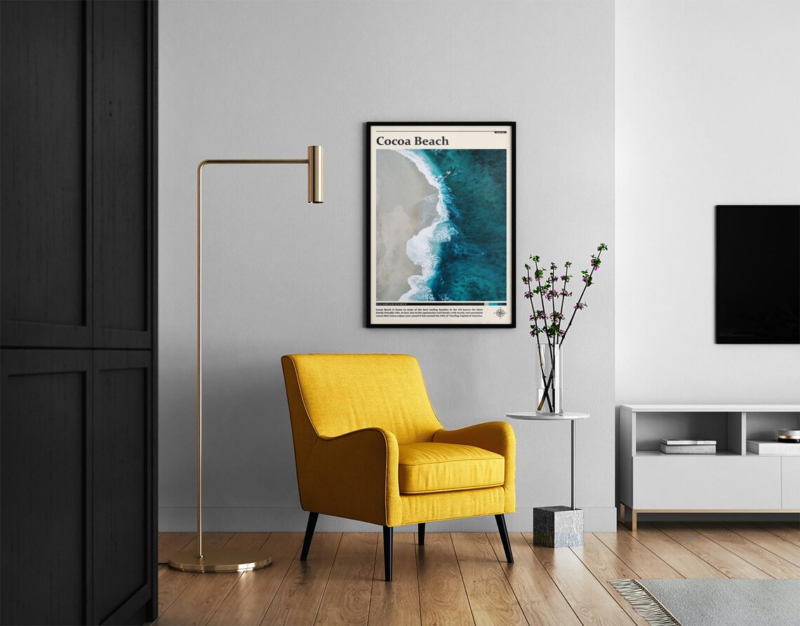 Cocoa Beach Florida Surf Capital Aerial Teal Waves Travel Poster - Image 2