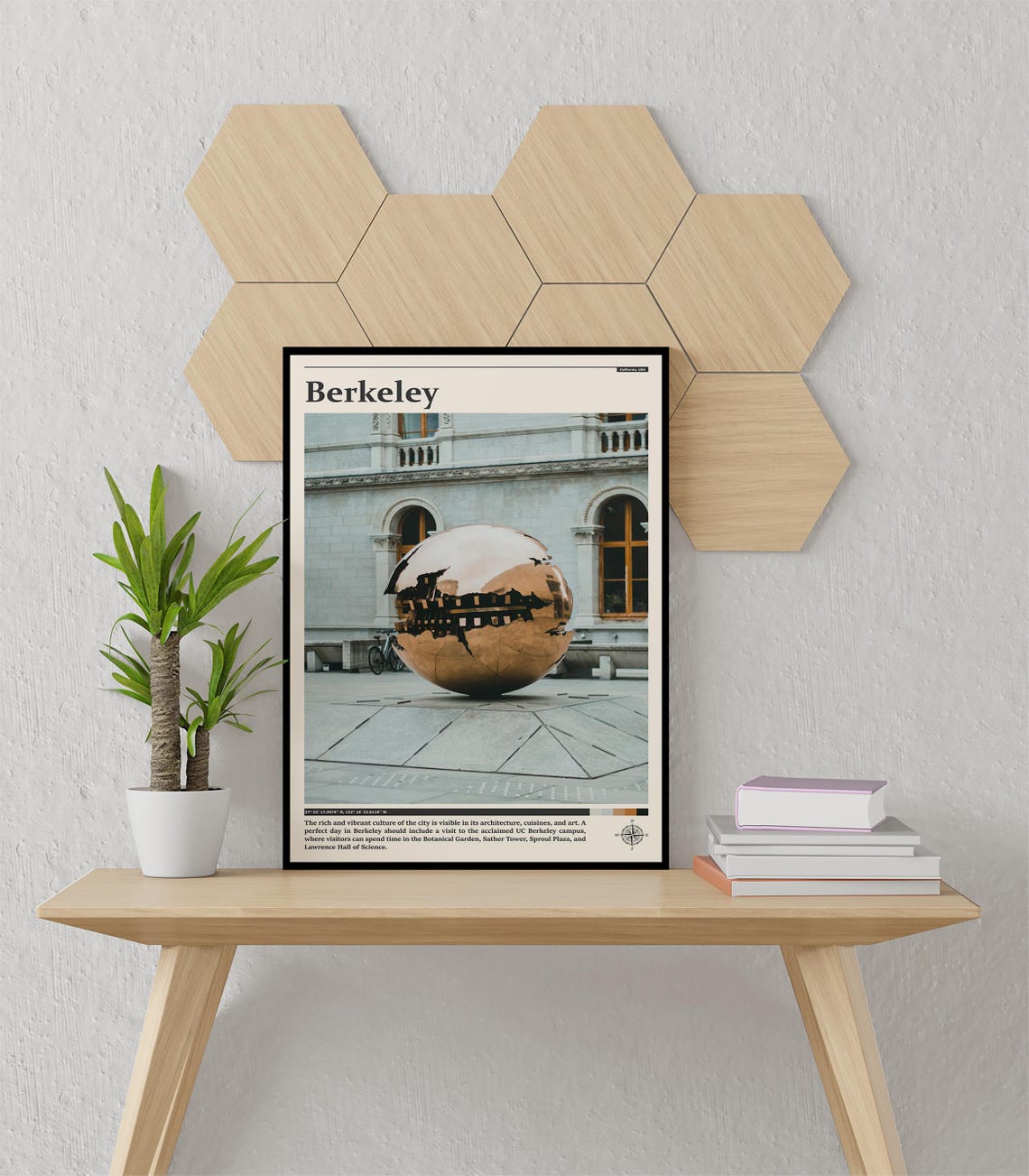 Berkeley California Cracked Bronze Sphere Sculpture Art Poster - Image 3