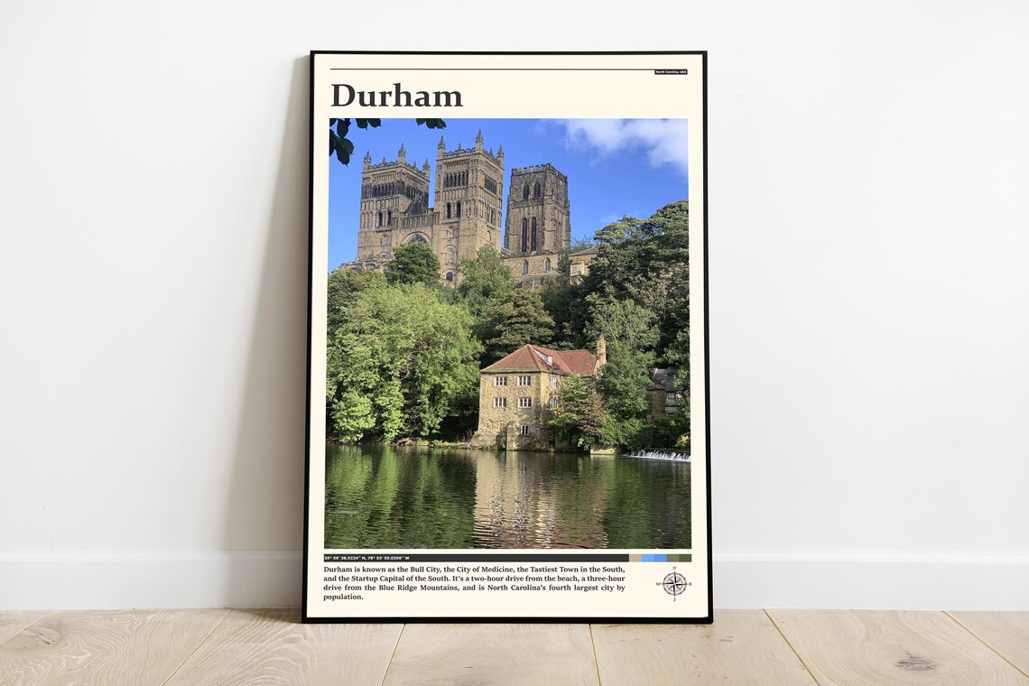 Durham Cathedral England Historic Landmark River View Travel Poster