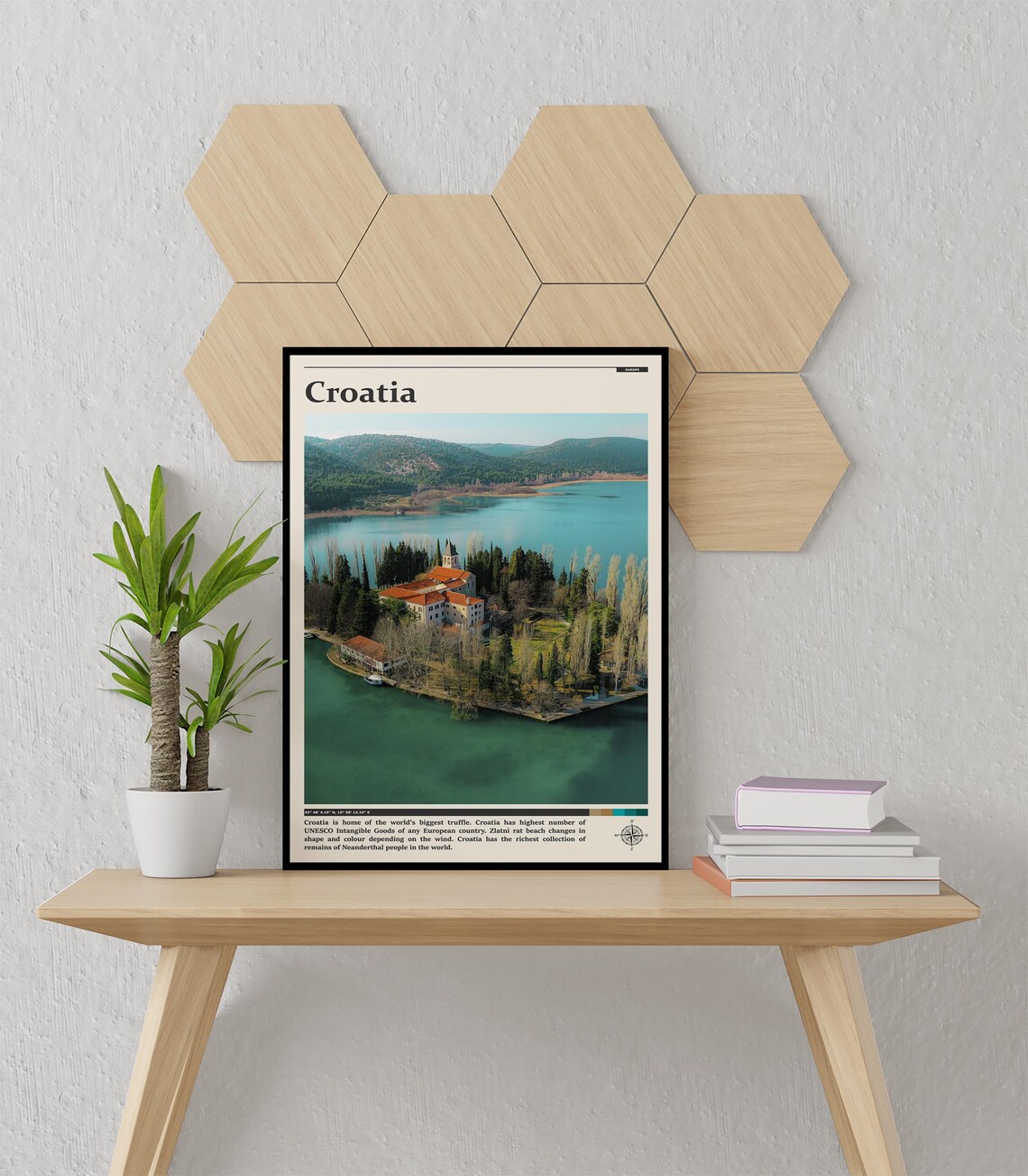 Croatia Island Monastery Krka Lake Aerial Photography Poster - Image 3