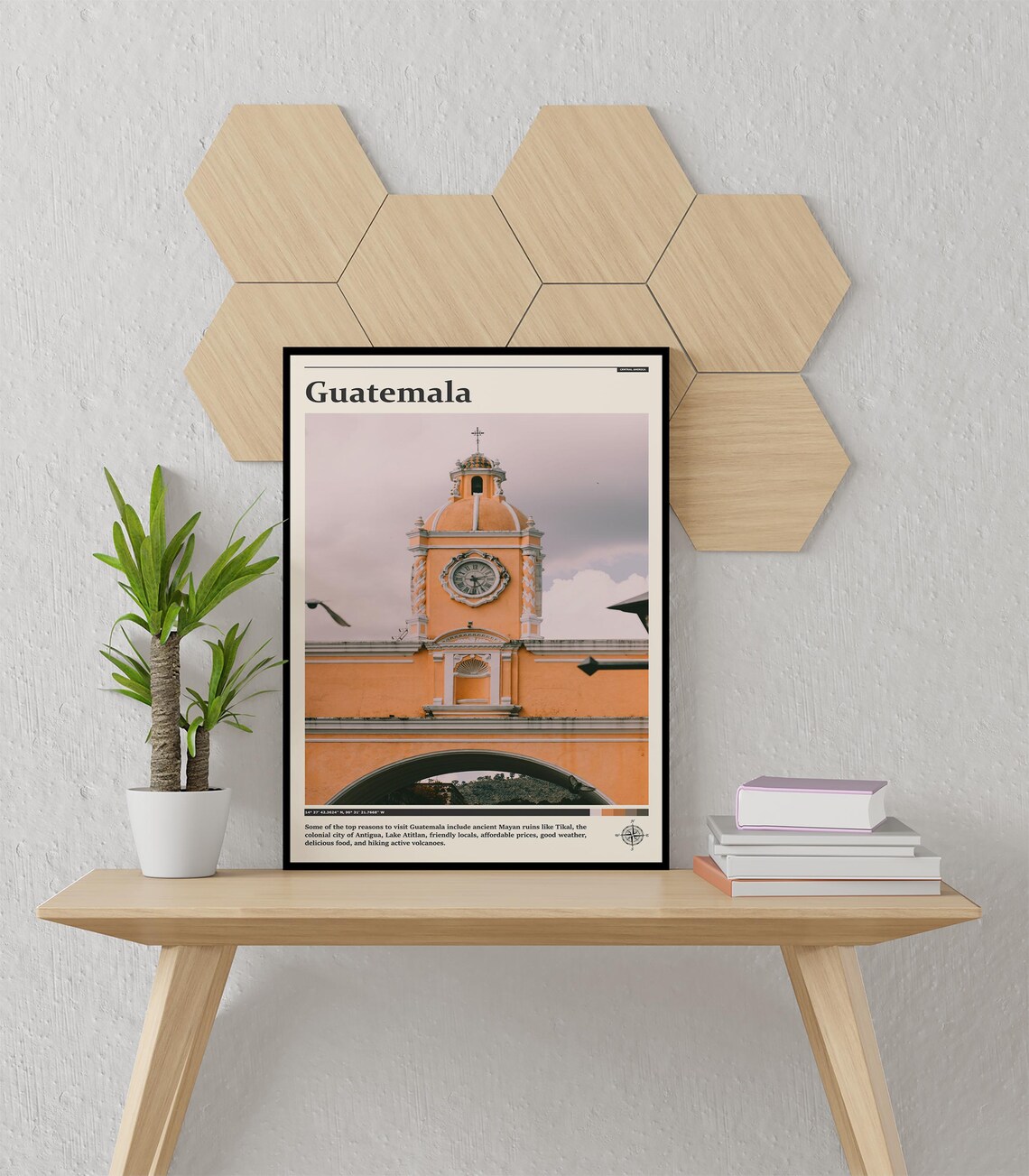Guatemala Antigua Yellow Church Tower Colonial Photography Poster - Image 3